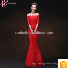 Red Lace Off-Shoulder Mermaid Chiffon Guangzhou Evening Dress